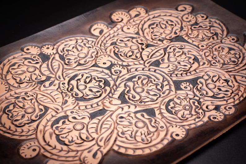 Western Floral Leather Tooling Pattern, Leatherwork Carving Pattern