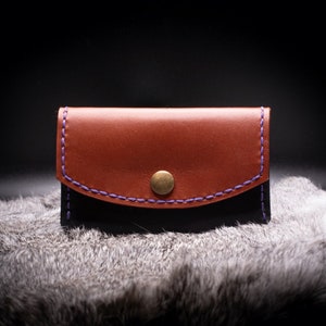 Cartera de 3 bolsillos con broche hecha a mano / Cartera de 3 bolsillos / Cartera minimalista / Cartera pequeña / Cartera marrón / Cartera de dos tonos