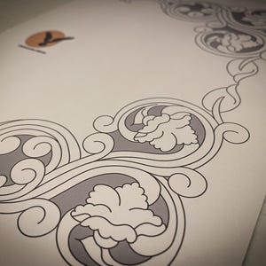 Corner Tooling Pattern, Corner Design Pattern, Sheridan Floral Design Pattern, Leather Carving, Leather Tooling Pattern