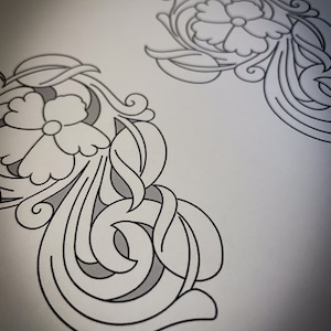 Wallet Tooling Pattern, Wallet Design Pattern, Sheridan Floral Design Pattern, Leather Carving, Leather Tooling Pattern