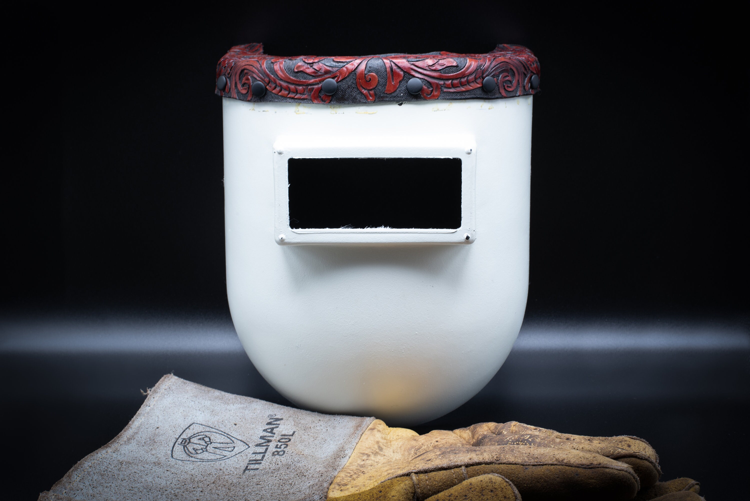 Tooled Leather Welding Hood Bib, Top Bib Only. DIY Leather Kit, Sugar