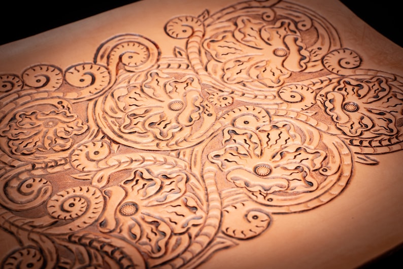 Western Floral Leather Tooling Pattern, Leatherwork Carving Pattern