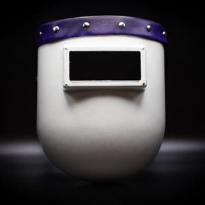 Handmade Purple Leather Welding Hood Bib, Top bib only. DIY Leather Kit, Sugar Scoop, Pipeliner 110, Tiger Hood, Hood Not Included