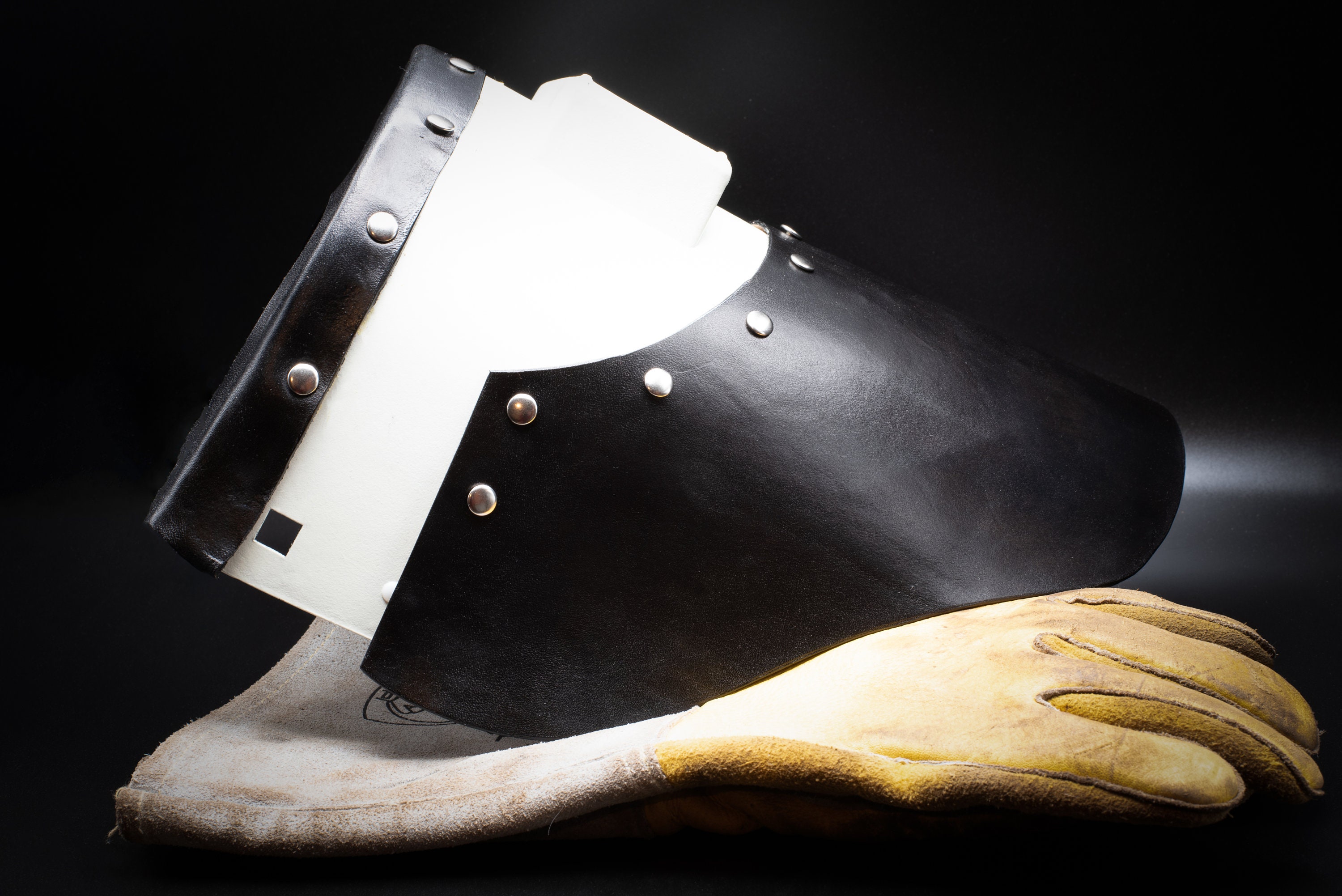 Tooled Leather Welding Hood Bib Set, Bottom & Top Bib, DIY Leather Kit