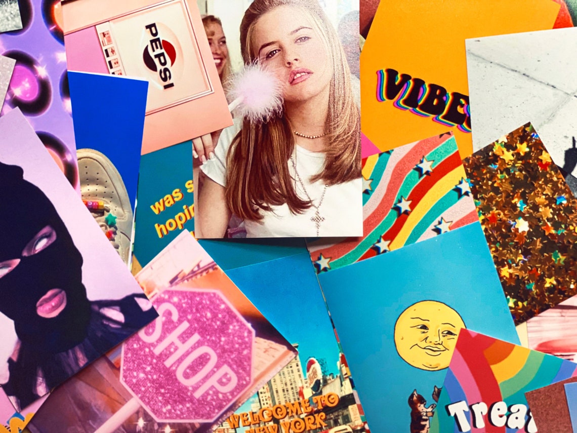 Retro Aesthetic Wall Collage Kit, Dorm Wall Art, 90s, Vintage, Photo