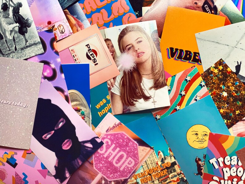 Retro Aesthetic Wall Collage Kit, Dorm Wall Art, 90s, Vintage, Photo