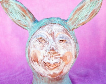 Ceramic sculpture "Giordano the Hare", ceramic high art, unique gift, contemporary art, home decoration