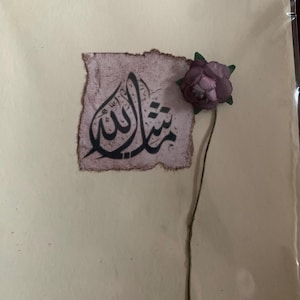 Mashallah em árabe islâmico muçulmano cartão de felicitações feito à mão em branco por dentro para suas saudações de mensagem pessoal e ocasiões