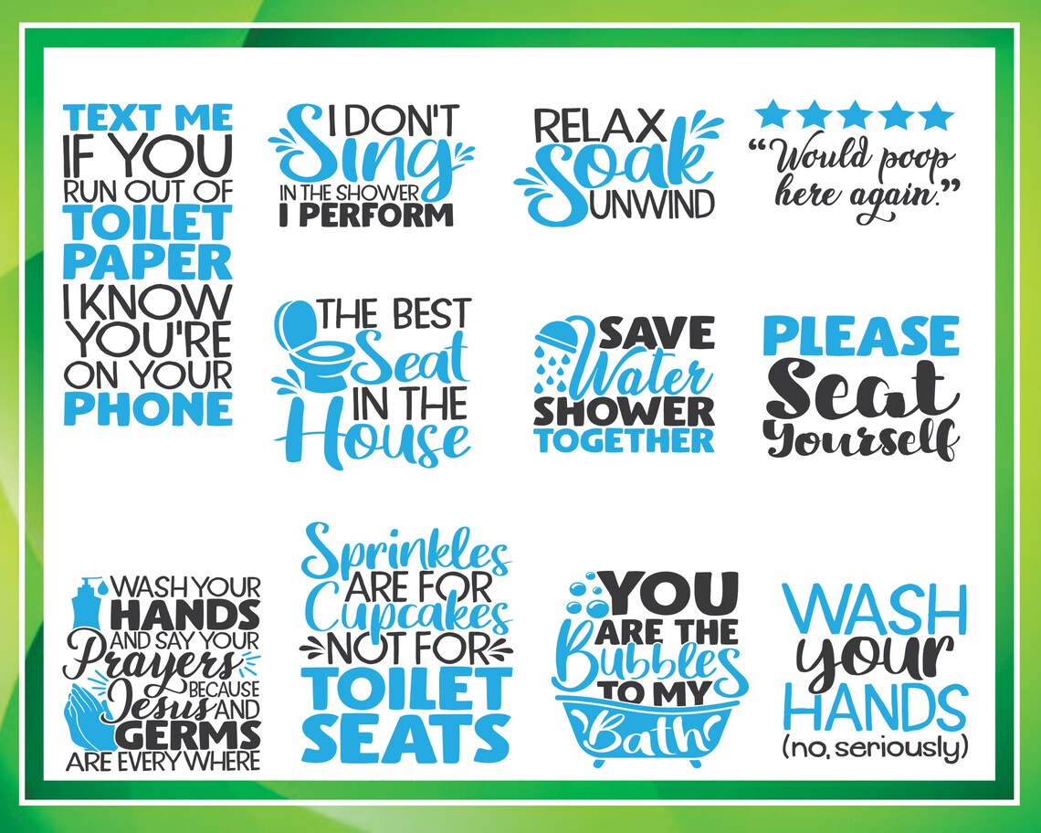 Download Funny Bathroom Quotes SVG Bundle 40 designs Cut File | Etsy