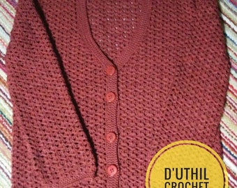 Womens Cardigan crochet with button closure