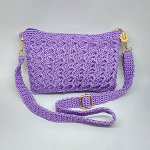 Crossbody Crochet Bag | Crochet Purse | Crochet Bag | Violet bag | Double strap bag with inner pocket | Personalized bag