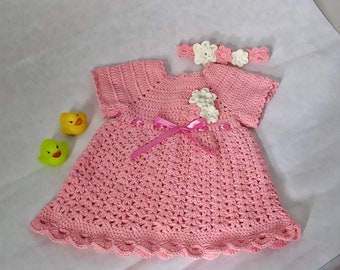 Crochet baby dress free headband