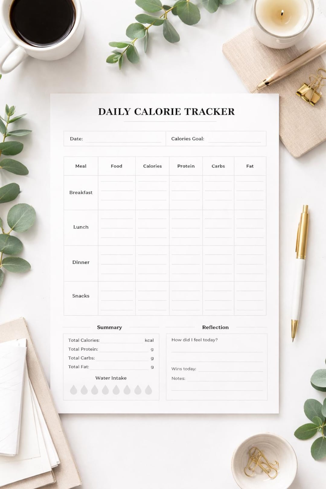 Daily Calorie Tracker Printable – Food, Macro Log (digital Download ...