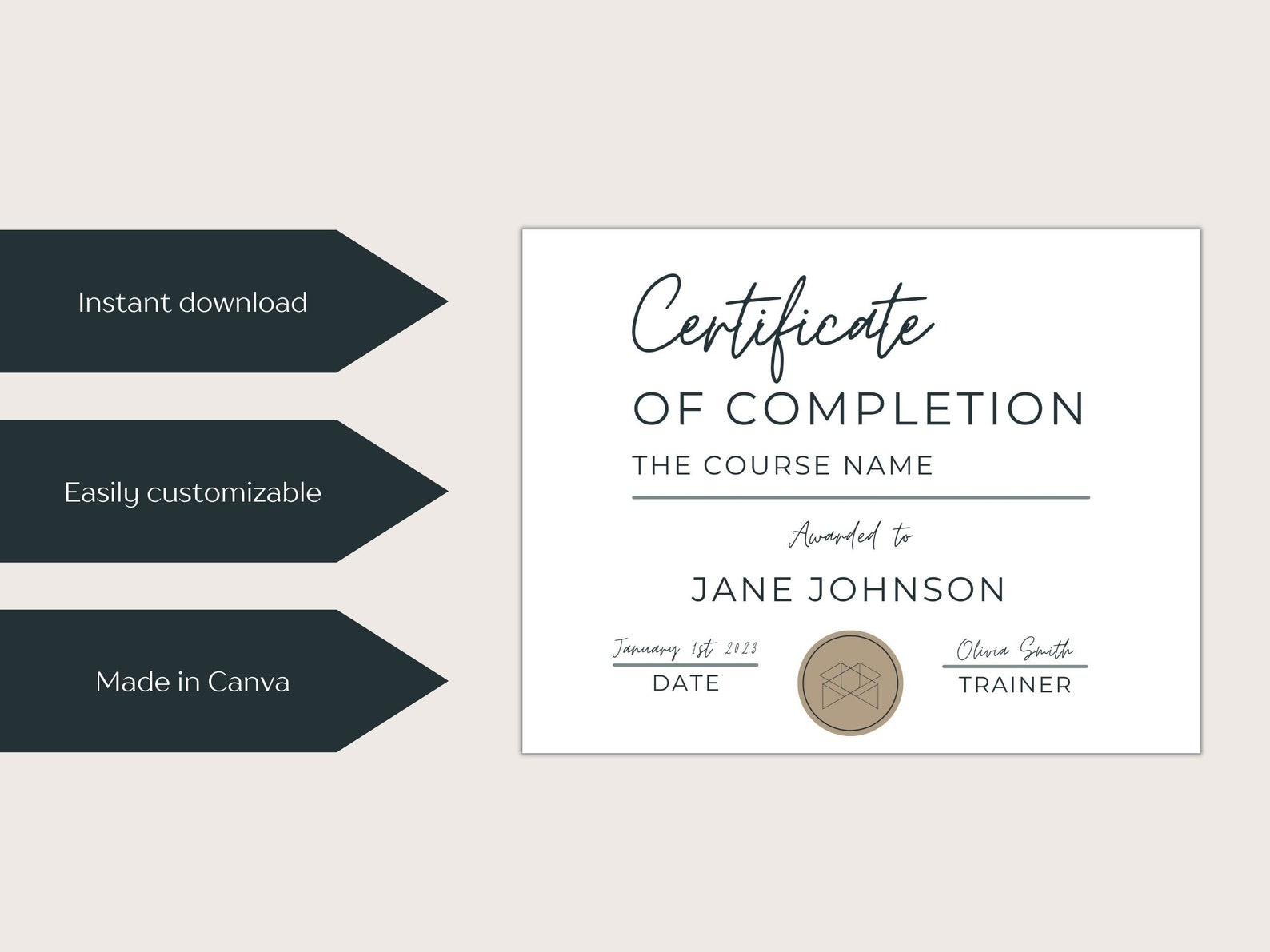 Editable certificate of completion canva template award hair etsy
