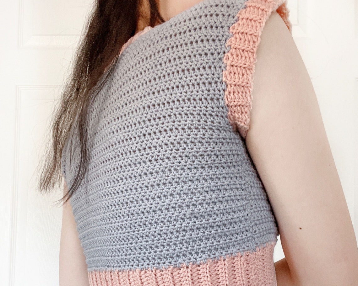 crochet cropped sweater vest