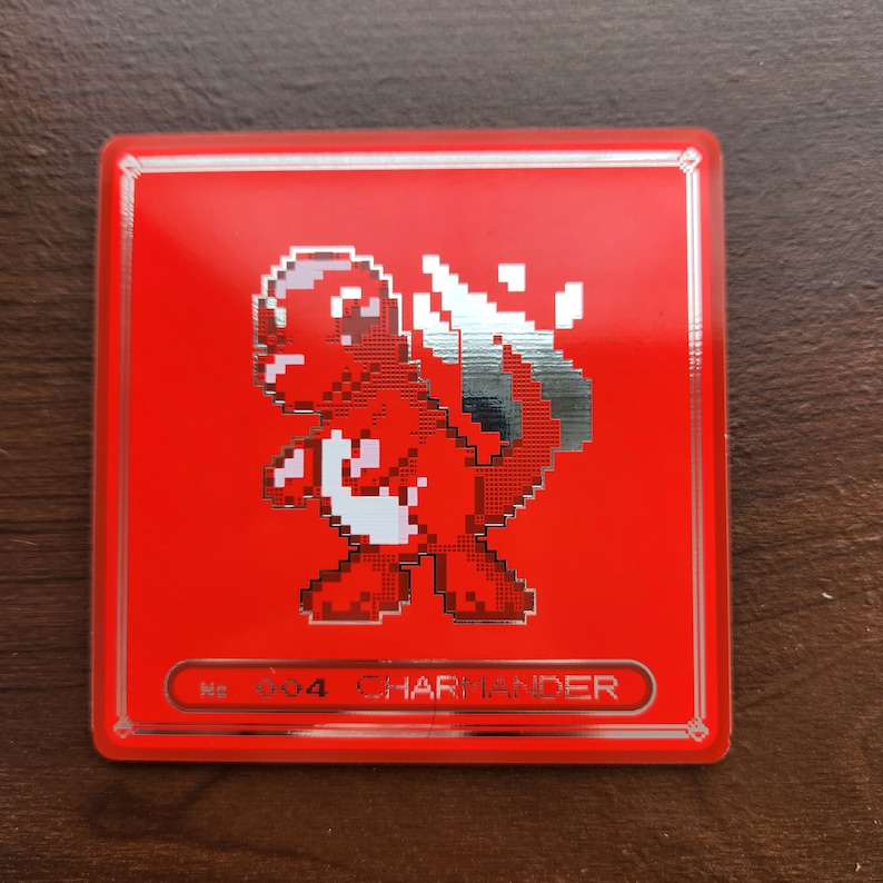 Charmander Lettering Reversible Pokemon Gen 1 Starter PCB Coaster Set (1ea per Set, 4 Pcs ...