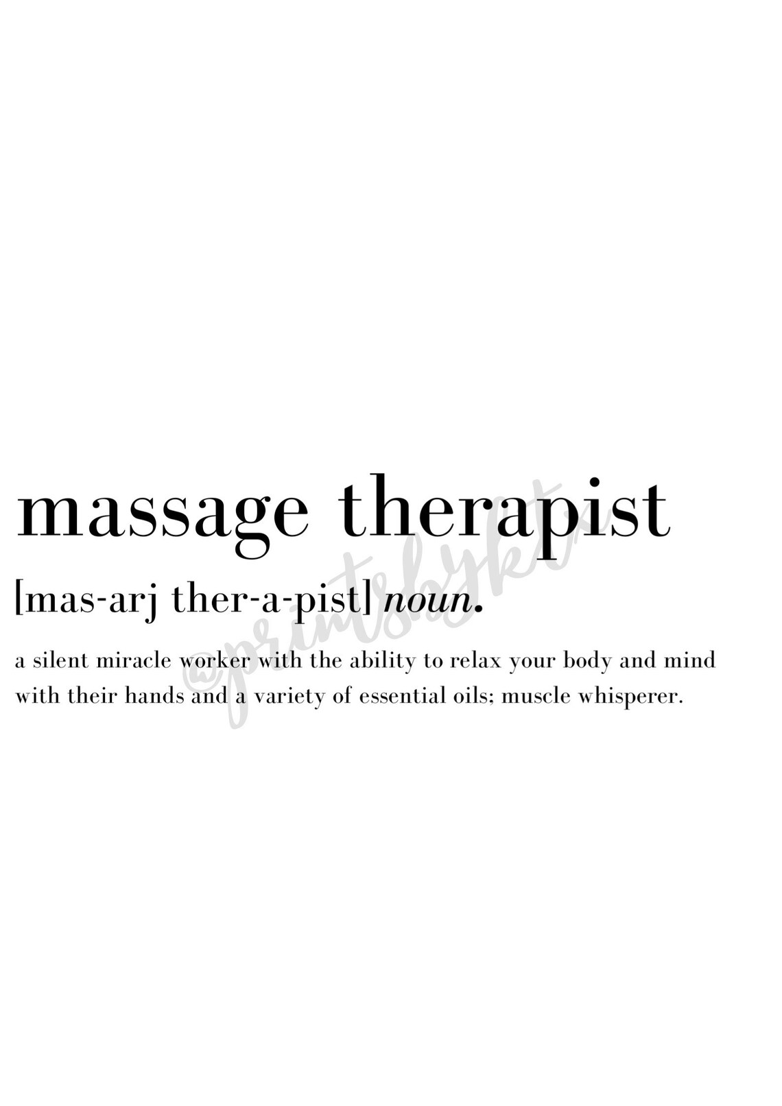 Massage Therapist Definition Print Beauty Salon Work Etsy
