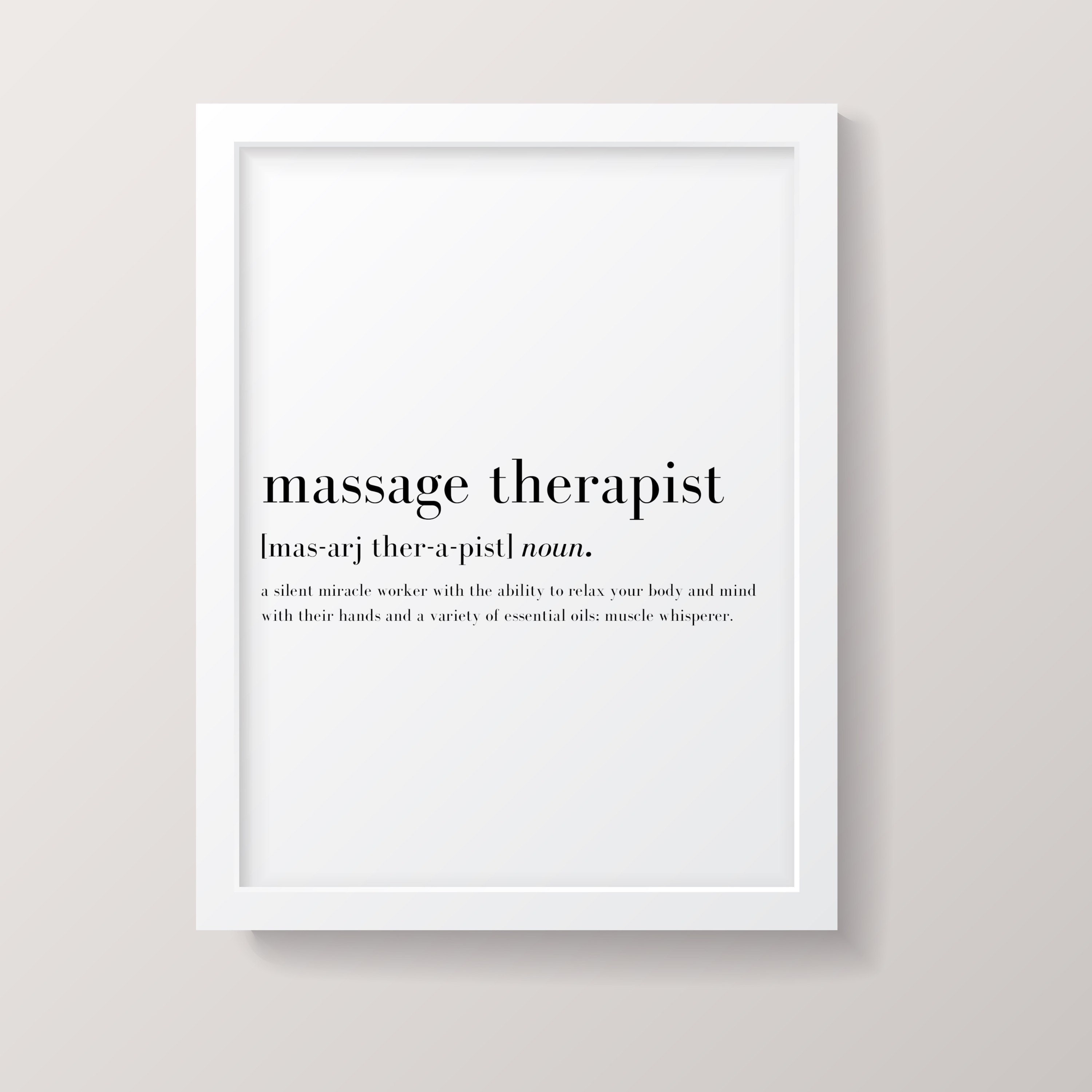 Massage Therapist Definition Print Beauty Salon Work Etsy