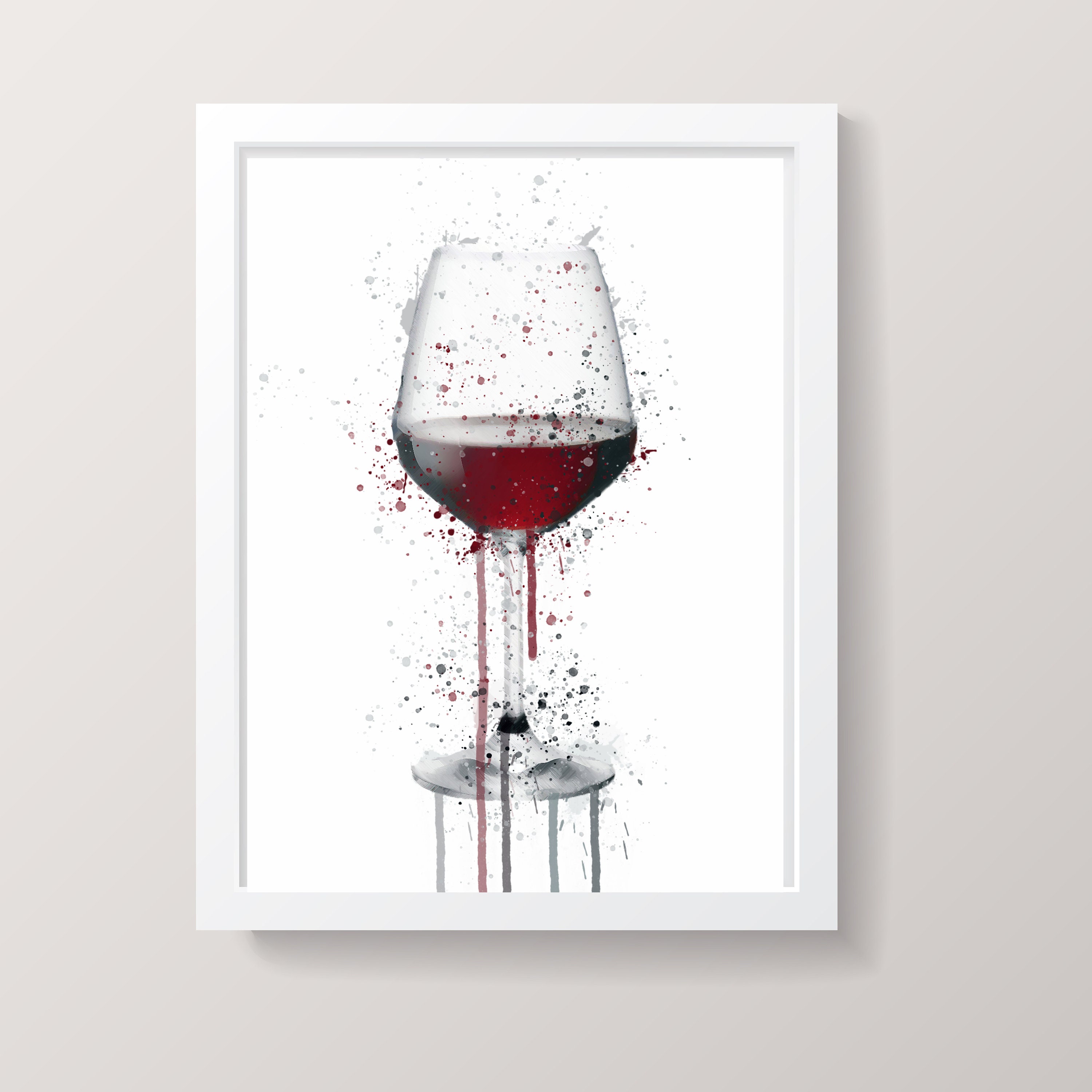 Red Wine Print Splash Effect Drinks Print Home Bar Etsy