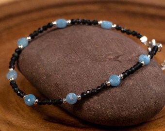 Rainbow Obsidian Bracelet Elegante Minimalista Naturale Pietra Gioielli Aquamarine Gioielli Sterling Argento Bracciale d&#39;Oro
