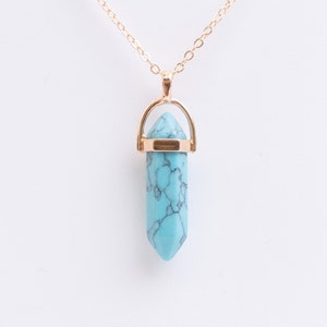 Elegant Minimalistic Natural Stone Necklace| Turquoise Jewelry | Turquoise Necklace | Gold Necklace|