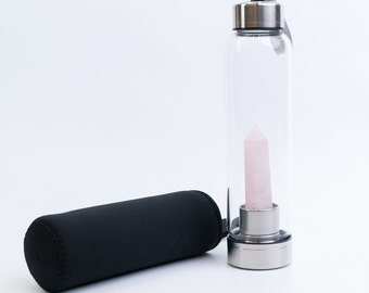 Rose Quartz Water Bottle, Rose Quartz infused water, Healing water, Gift for mediation, Stress reliever, Gift for women, Gift for men