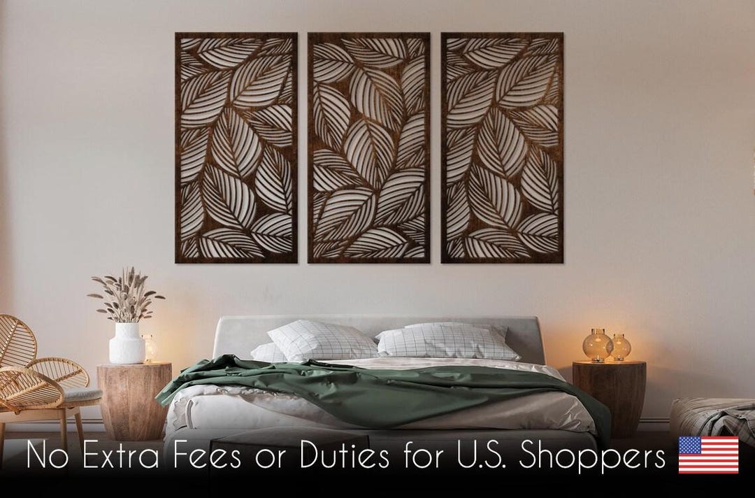 Nature Inspired Decor, Carved Leaves Wood Wall Art, Wooden Botanical ...