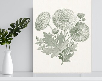 Sage Green* Botanical Matte Canvas, Modern Farmhouse Wall Decor, Canvas Art, Living Room Decor, Housewarming Gift
