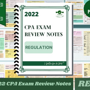 2022 | Printed & Shipped | CPA Exam Review Notes - REG | 34 Pages | 2022 Edition