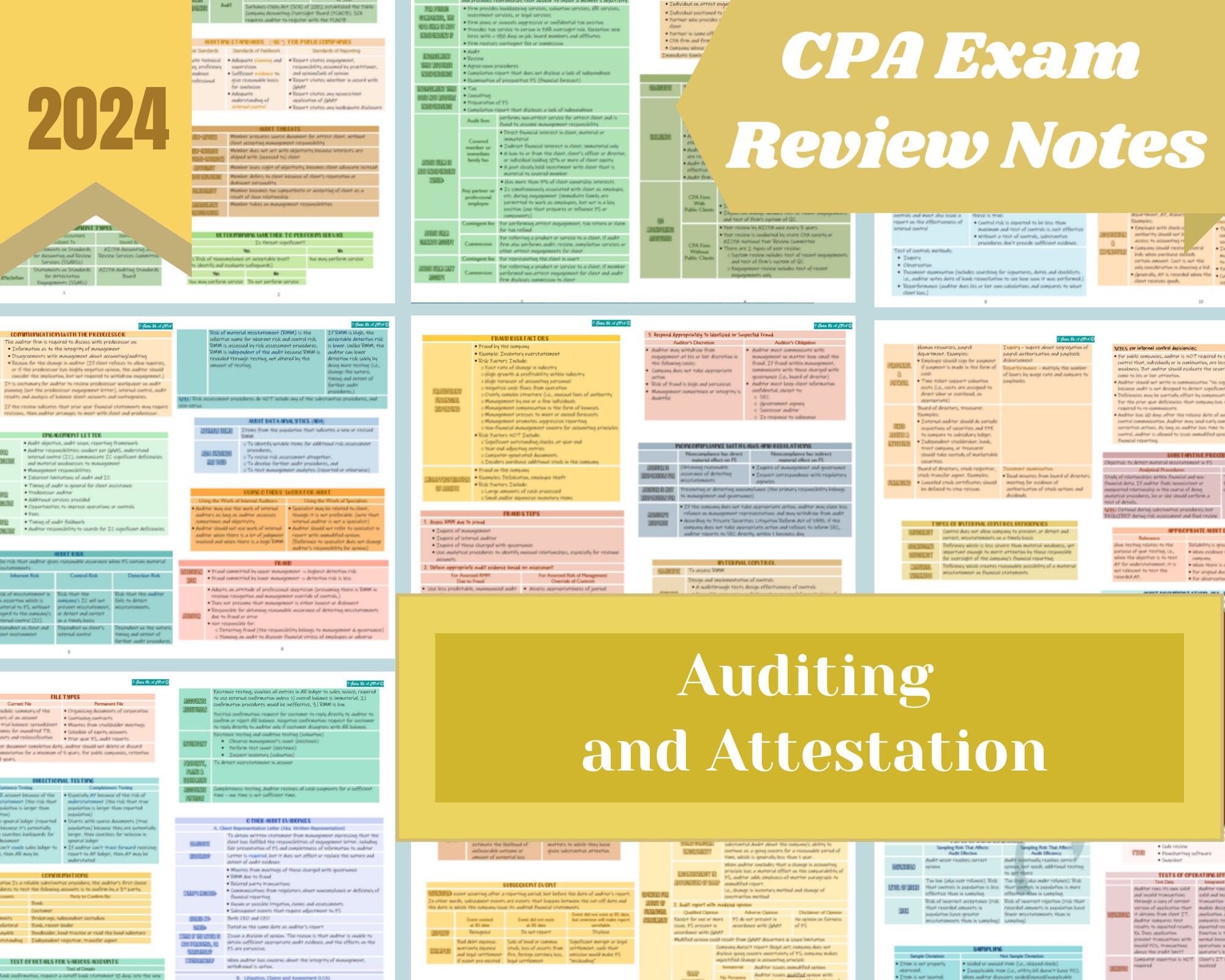 2024 | CPA Exam Review Notes - 3 Core Sections Bundle | Digital ...