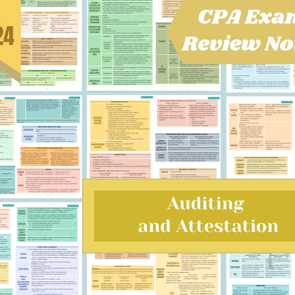 2024 | CPA Exam Review Notes - AUD | Digital Download | 37 Pages | 2024 Edition | Auditing and Attestation