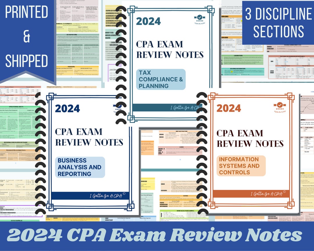 2024 CPA Exam Review Notes 3 Discipline Sections Bundle Printed
