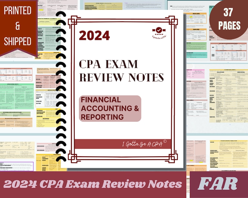 2024 CPA Exam Review Notes FAR Printed & Shipped 39 Pages Financial