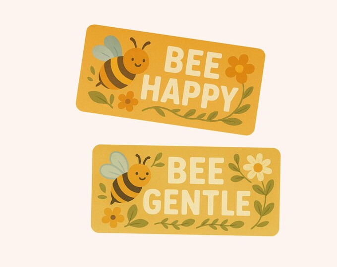 Bee Happy Bumper Sticker (1pc)
