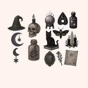 Witchy Aesthetic Sticker Set (14 pcs)