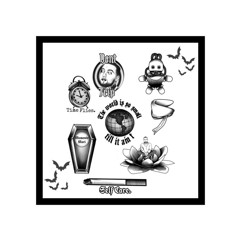 Mac Miller Sticker Pack Matte Black and White GO:OD AM Swimming Circles The Divine Feminine