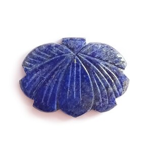 Natural Lapis Lazuli Carving Flower Shape Size 38x28x5 mm Gemstone For Jewelry
