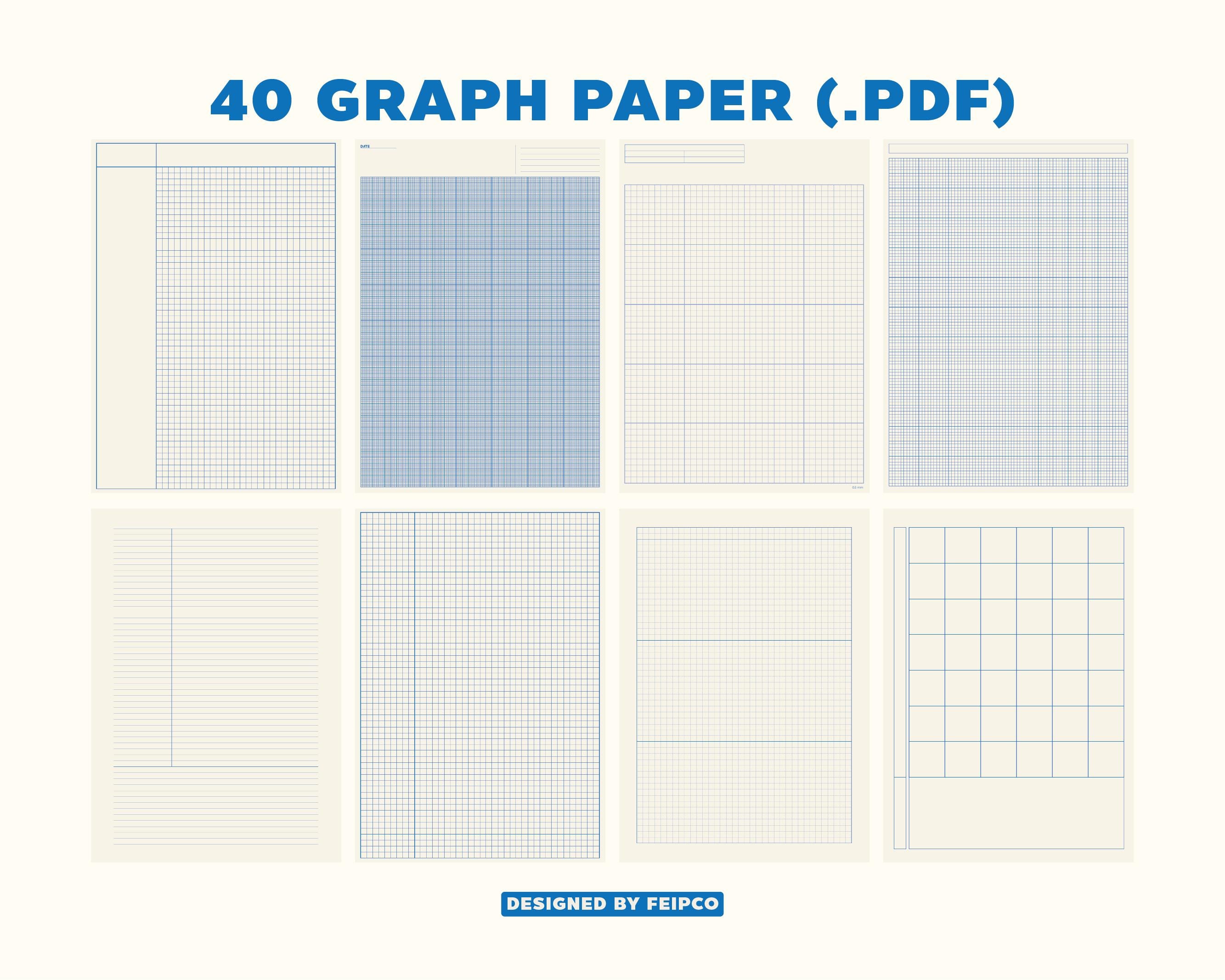 40 Printable Graph Paper Bundle | Math Grid Paper (.pdf) - Etsy