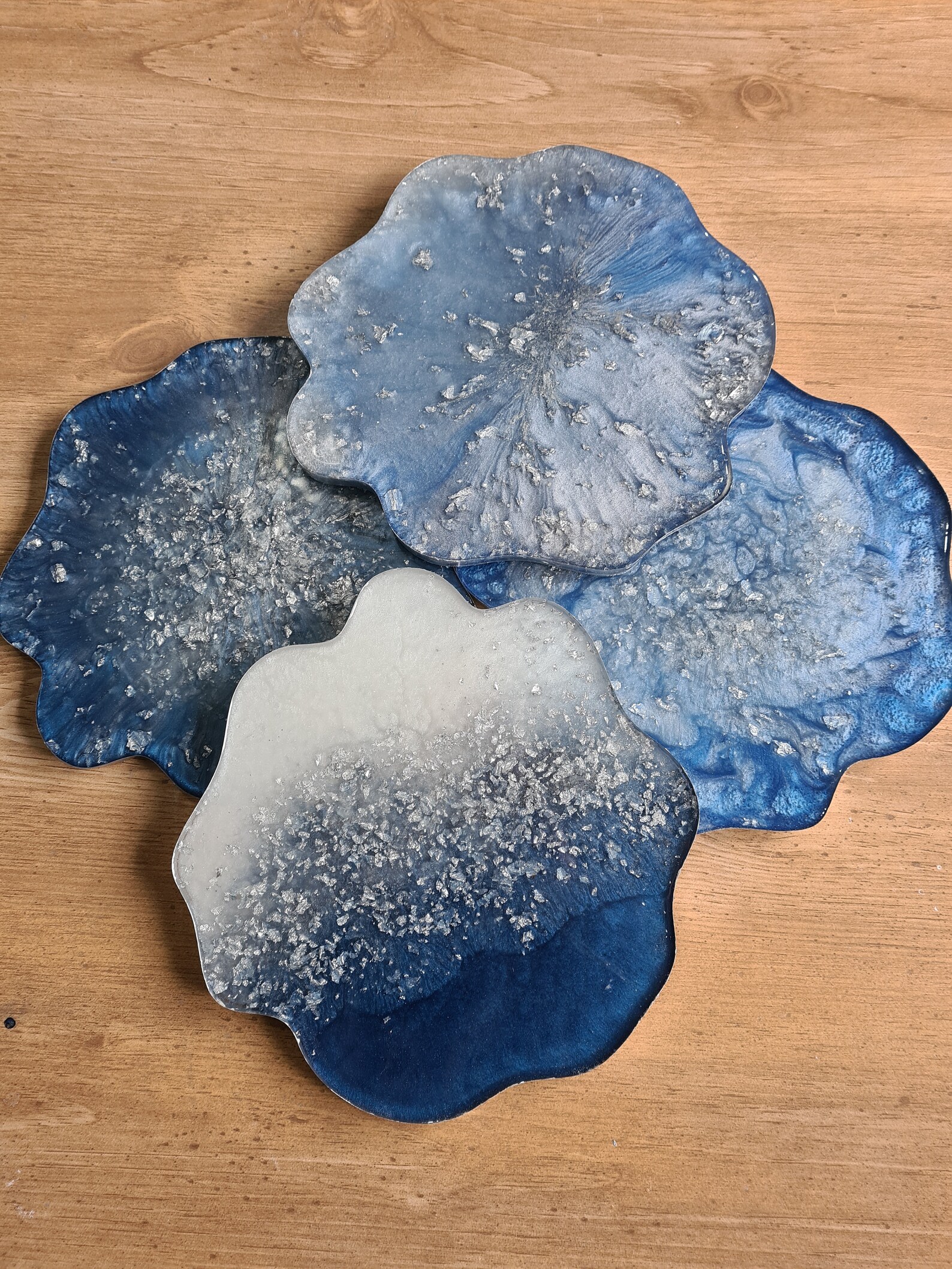 HANDMADE Epoxy Resin heat resistant placemats blue & silver Etsy