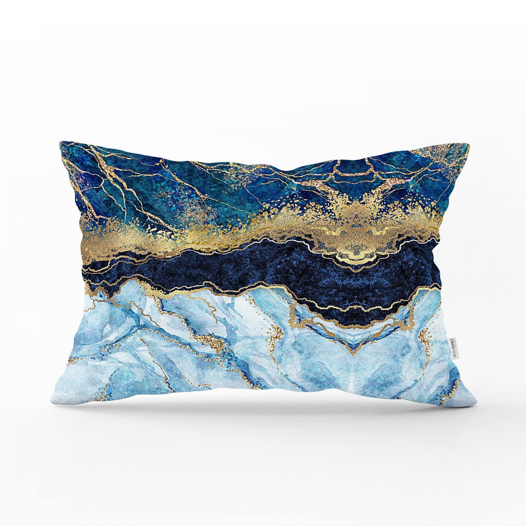 Marble Pillow with Modern Gold Effect Pillow Cover Home Etsy