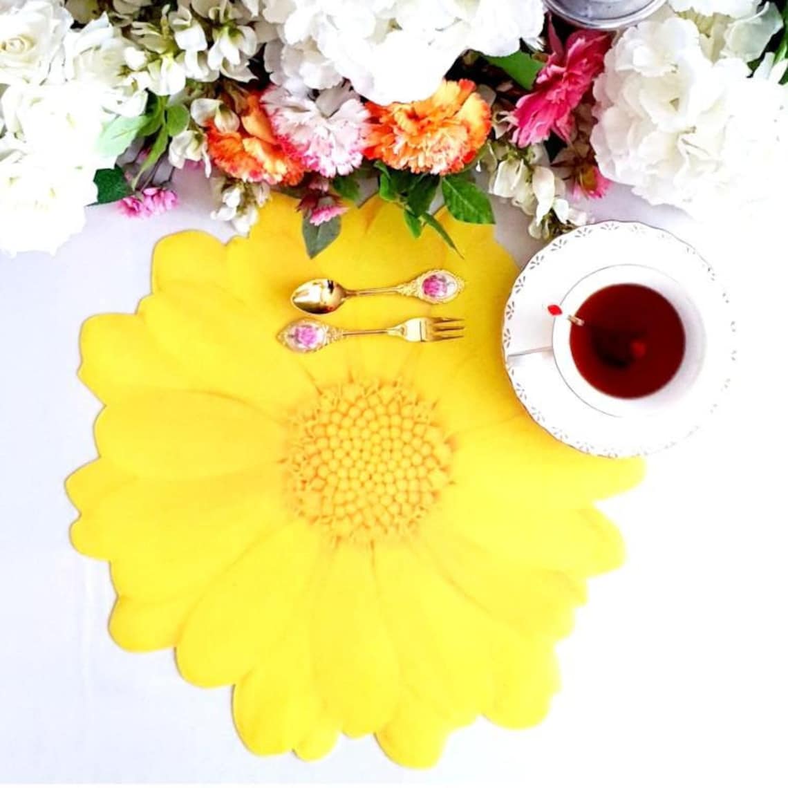 Unique Yellow Flowers Placemats Table Mats Boho Placemats Etsy
