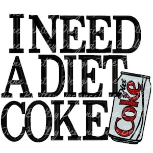 Faux Stickerei schwarz Ich brauche eine Cola PNG Digital Download