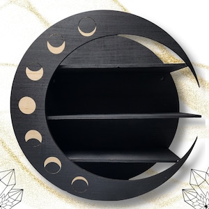 Moon Phase Crystal Shelf | Crystal Display Wall Decore