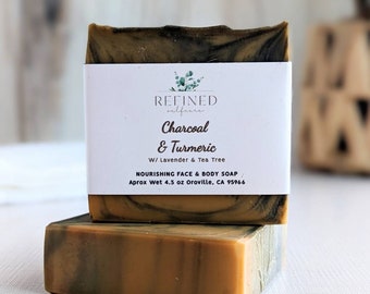 Turmeric Soap, Facial Bar Soap, Acne Soap, Relaxing Birthday Gift, Sister in Law Birthday Gift for Her, Self Care for Friend, Charcoal Soap