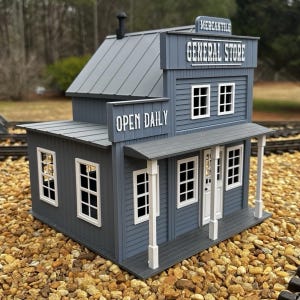 G Scale 1:22.5 Old West General Store Bluish-Grey Model Railroad Structure Train Layout Building