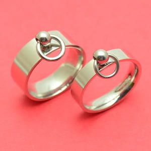 Ring of O narrow 5 mm or wide 8 mm stainless steel silver shiny Story of O