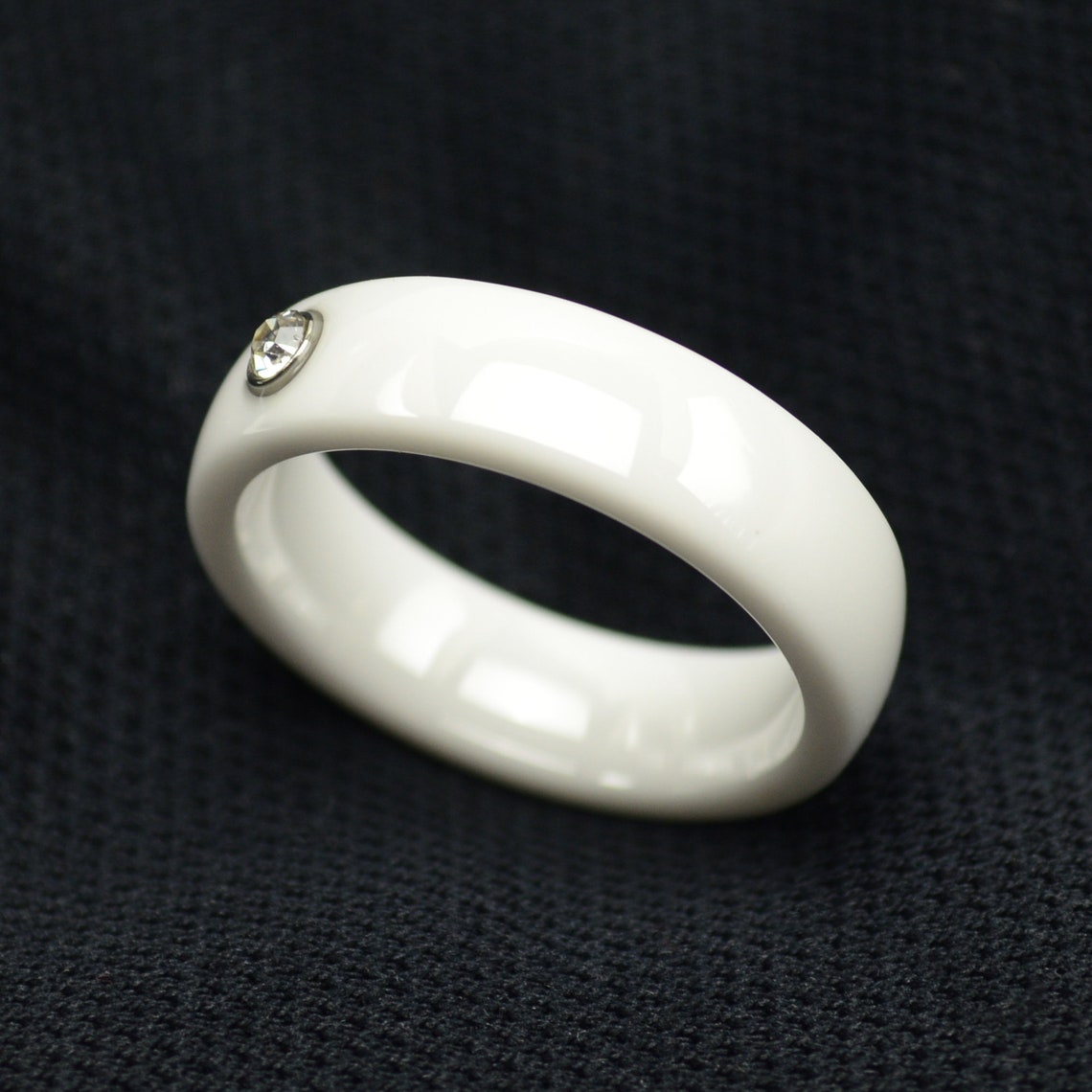 Joievievie Keramik Ring 6mm - Facettierter Ehering In Weiß Schwarz Blau Rosa