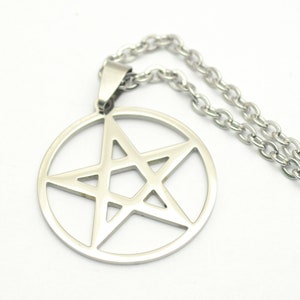 Pentagramm mit Halskette Anhänger Edelstahl Amulett pendant necklace stainless