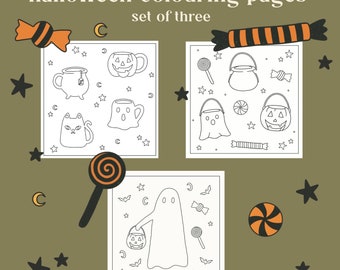 Pagine da colorare di Halloween / Set di 3