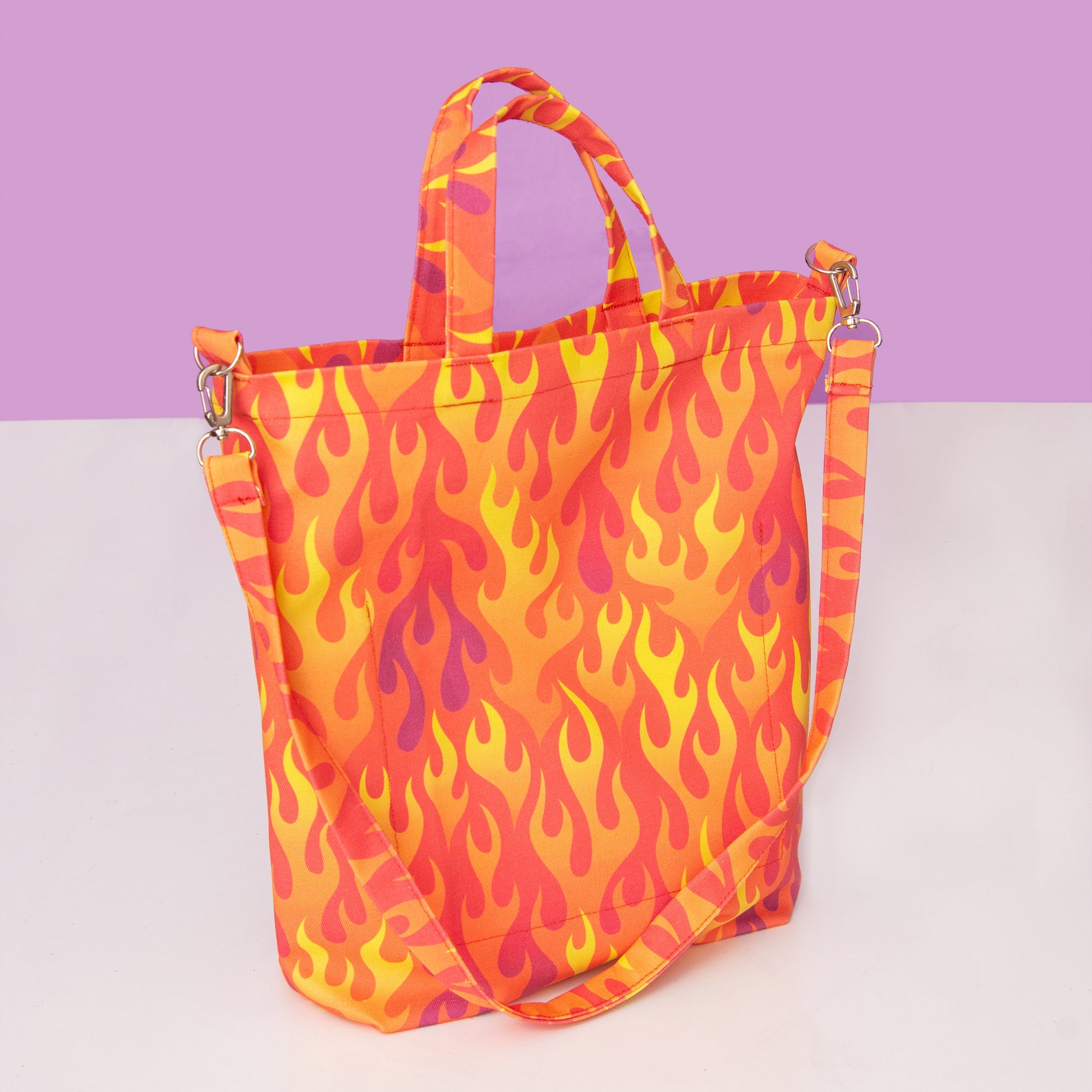 Flames Tote Bag / Fire Tote / Red and Orange tote / Cotton | Etsy